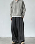 Wide Pleat Wool Blend Trousers