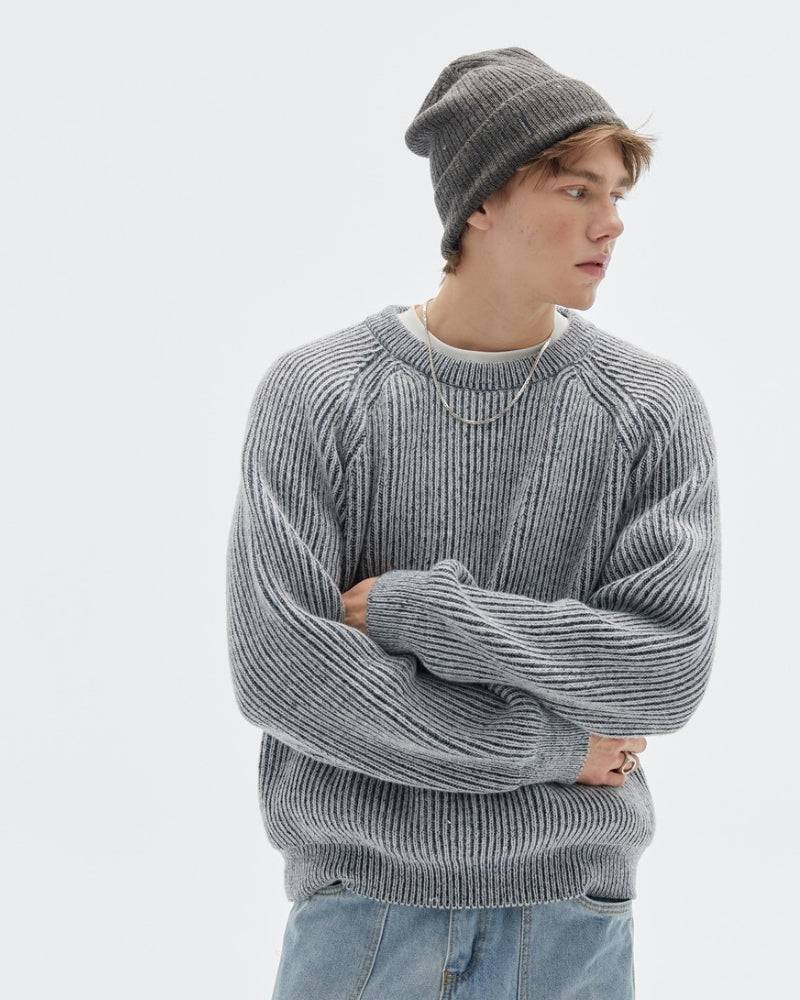 Ribbed Belange Knit Crewneck Sweater