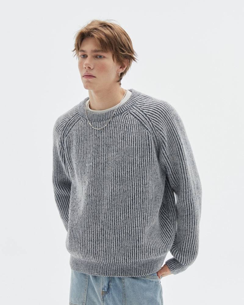 Ribbed Belange Knit Crewneck Sweater