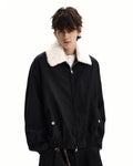 Wool Blend Shearling Collar Jacket