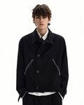 Wool Blend Zip Pocket Jacket