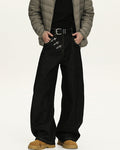 Men's Wide-Leg Black Stretch Denim Trousers