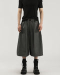 Men's Wide-Leg Pleated Cropped Capri Pants