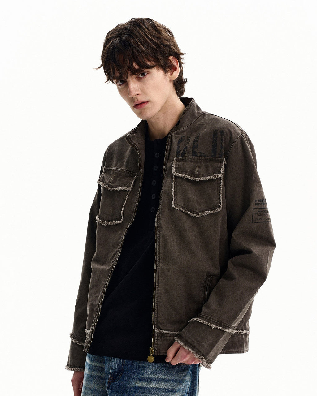 Men's Washed Cotton Zip Field Jacket