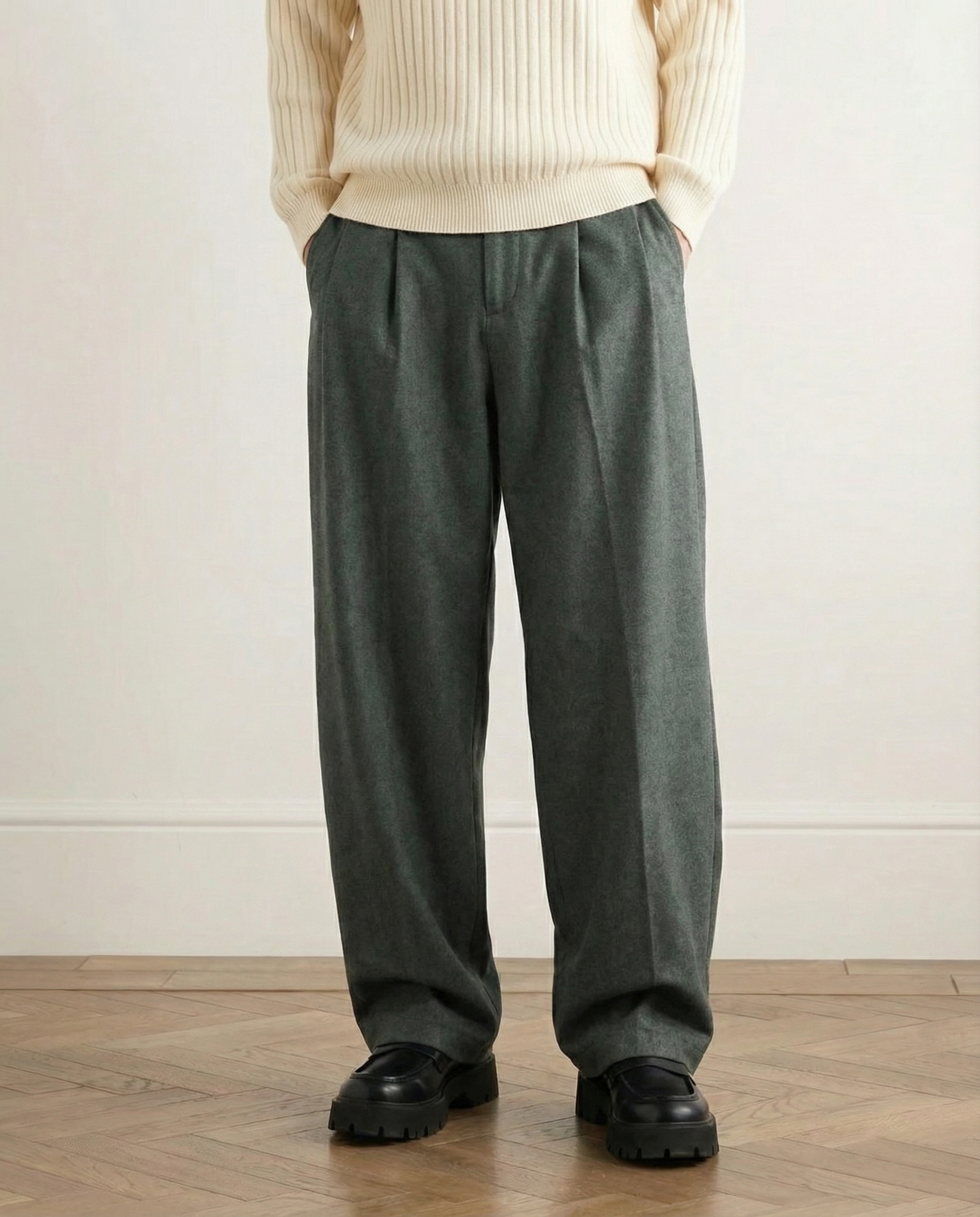 Wool-Blend Wide-Leg Trousers