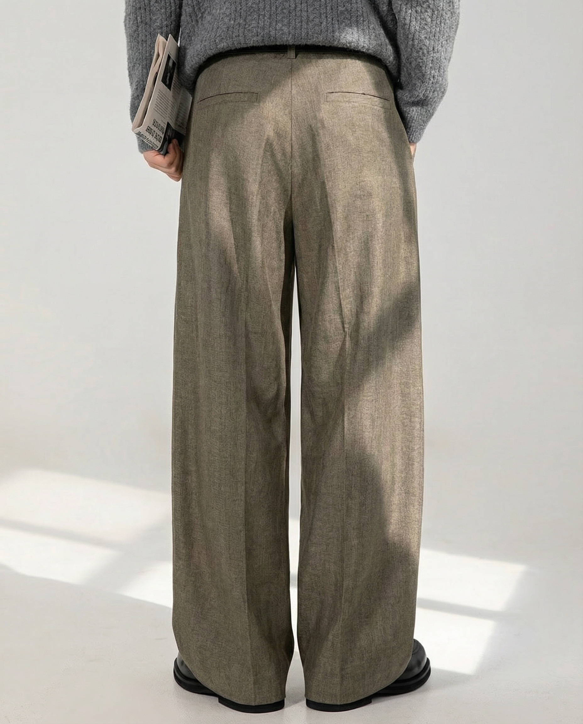 Wide-Leg Pleated Trousers