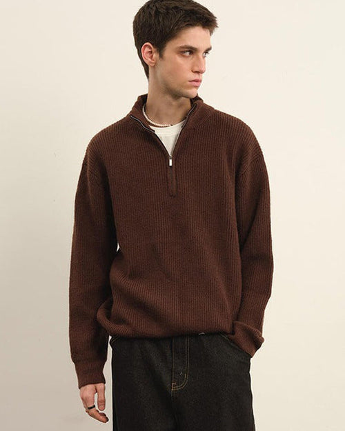 Men's Vintage Loop-Knit Half-Zip Sweater