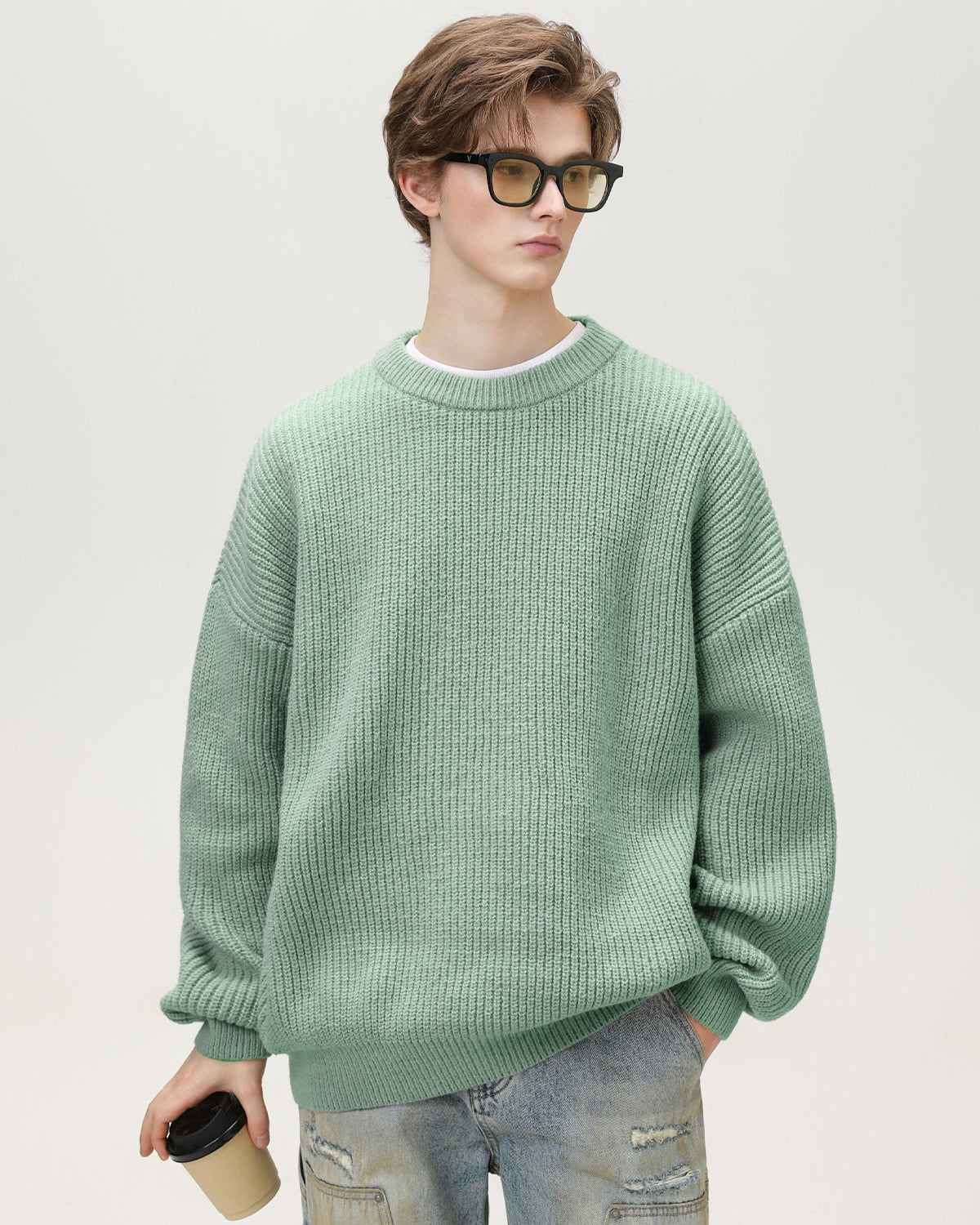 Sunday Scare Oversized Knit Relaxed Crewneck Sweater