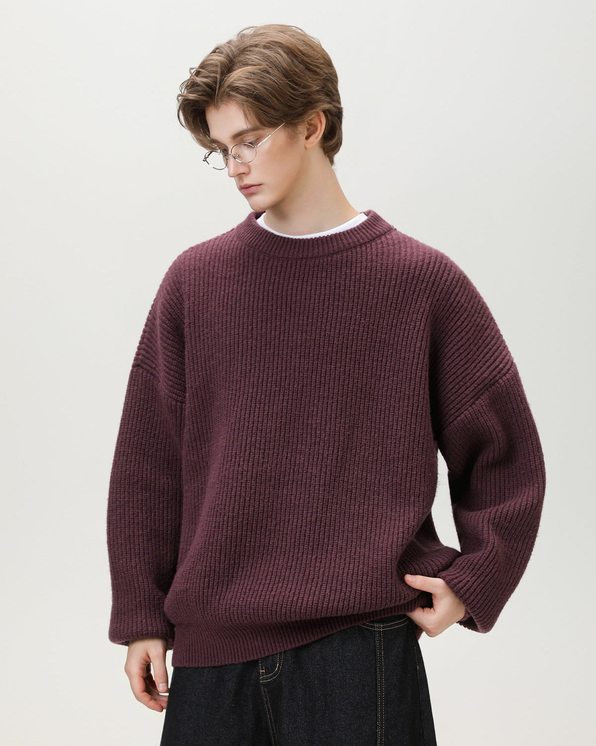 Sunday Scare Oversized Knit Relaxed Crewneck Sweater